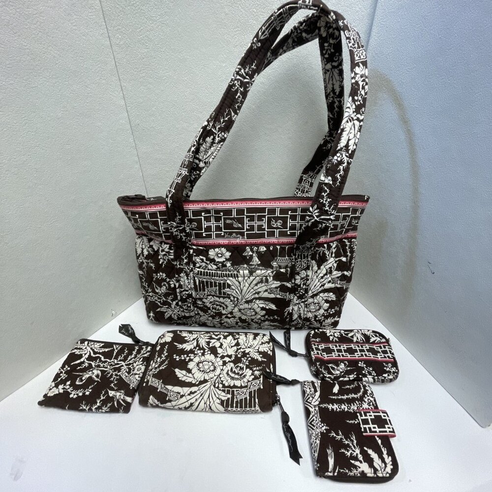 Vera Bradley Imperial Toile Set Of 5 - Tote / Wallet / Pouch / Wristlet Retired